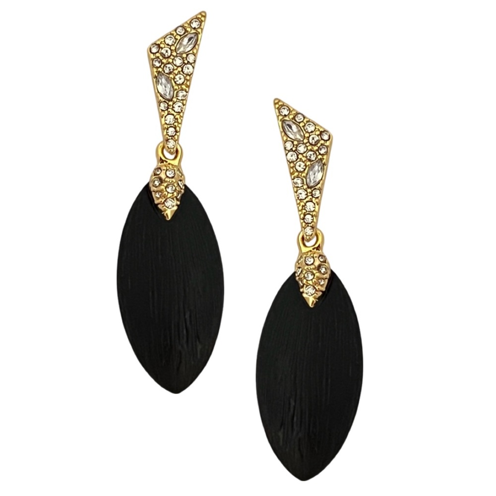 ALEXIS BITTAR • Gold Encrusted Black Lucite Earrings